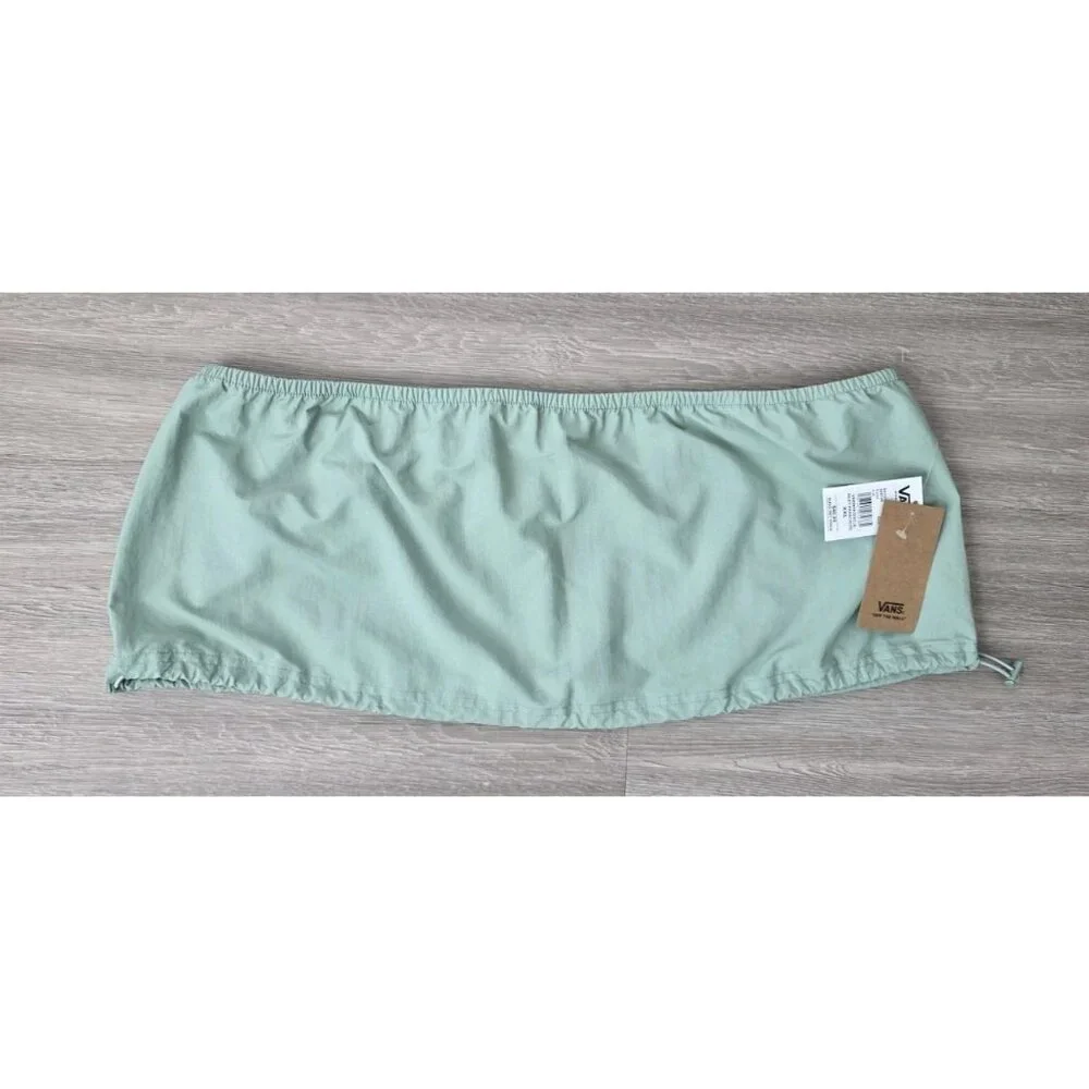 Vans Riley Parachute Bandeau Tube Top Green Nylon Strapless XXL NWT‎